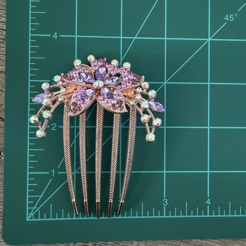 Womens Rhinestone Crystal Wedding Flower Hair Comb Clip Hairpin Bridal Jewelry